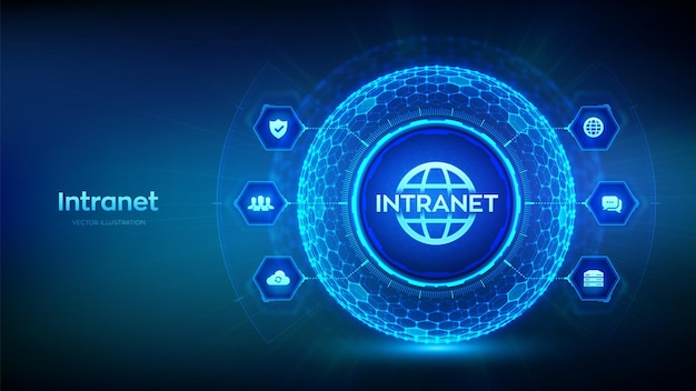 INTRANET Global Network Connection Technology abstraktes Konzept Hexagonal Grid Sphäre Hintergrund Intranet Business Corporate Communication Document Management System dms Vektor-Illustration