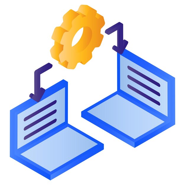 Intranet Grafik Gemeinsame Ressourcen isometrisches Konzept Desktop Bildschirm Teilen Vektor Icon Design RDP