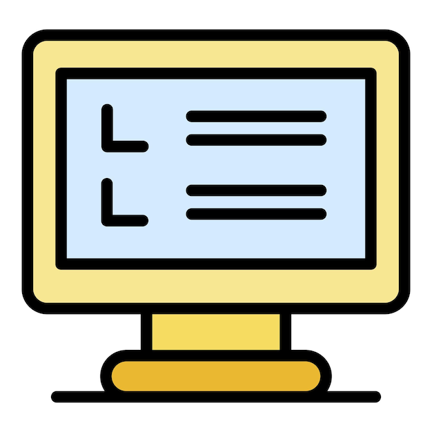 Inventar-Computer-Monitor-Symbol Kontur Inventar Computer-Monitor Vektor-Symbole Farbe flach isoliert