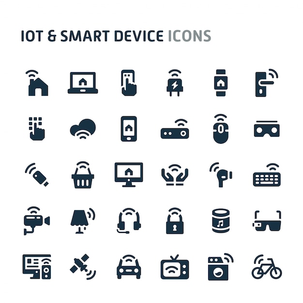 Iot & smart device icon set. fillio black icon-serie