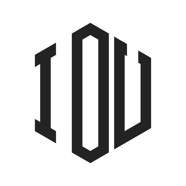 IOU-Logo-Design Anfangsbuchstaben IOU-Monogramm-Logo in sechseckiger Form