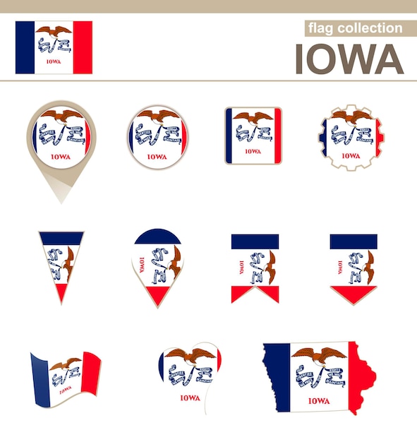 Iowa flag collection, usa state, 12 versionen