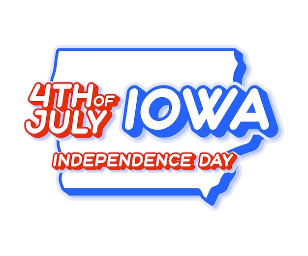 Iowa state 4. juli unabhängigkeitstag mit karte und usa national color 3d-form von us