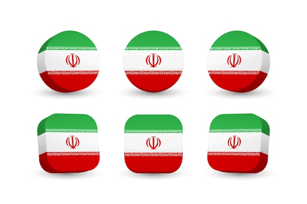 IR-Iran-Flagge 3D-Vektorillustration Schaltflächenflagge des Iran isoliert auf Weiß