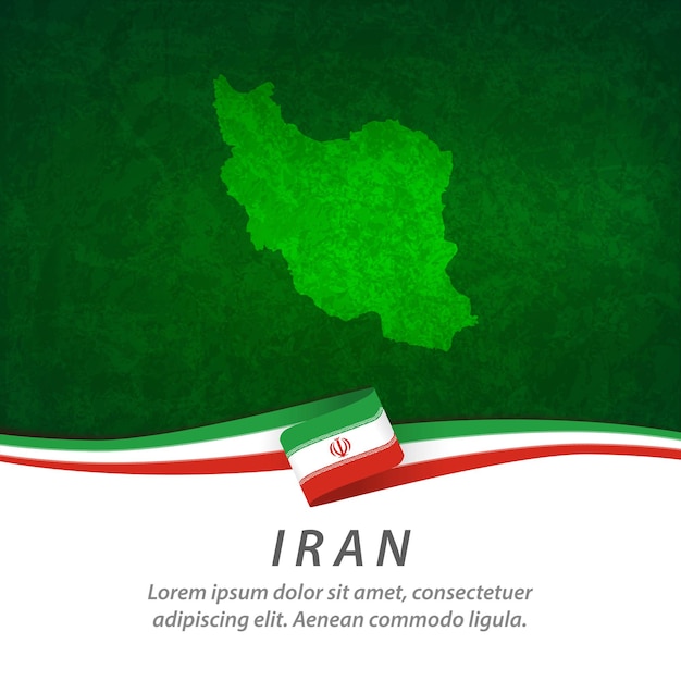 Iran-flagge mit zentraler karte