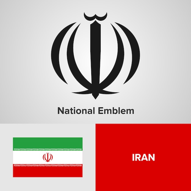Iran national emblem und flagge