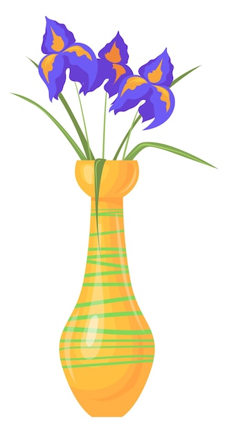 Vektor iris-bouquet elegante blumenvase-cartoon-ikone