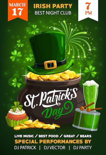 Vektor irisches feiertagsplakat st. patricks tages