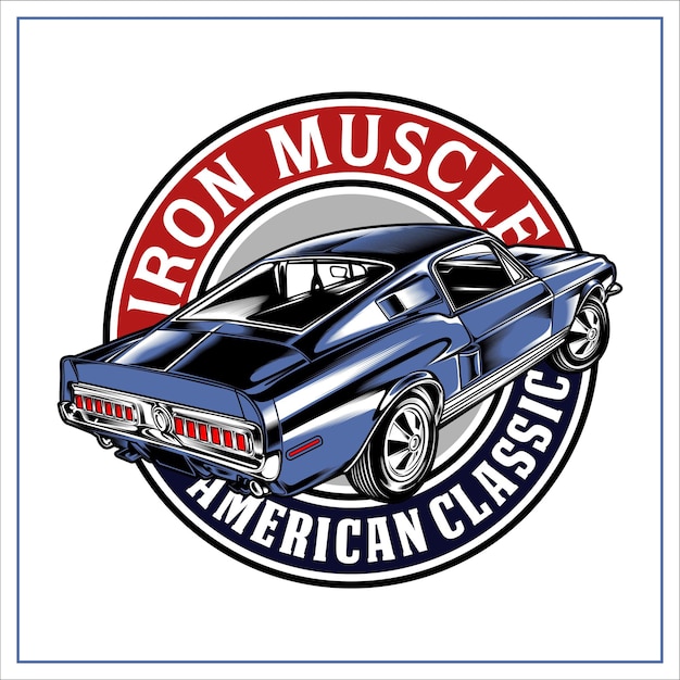 Iron muscle car illustration graphic