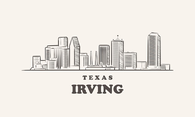 Irving skyline, texas gezeichnete skizze