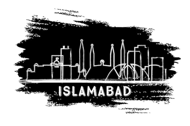 Islamabad pakistan city skyline silhouette handgezeichnete skizze