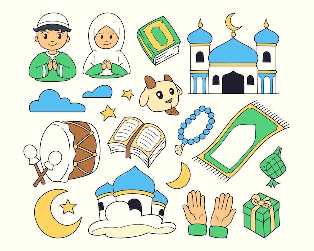 Islamic doodle elements vector set (vektor-satz für islamische doodle-elemente)