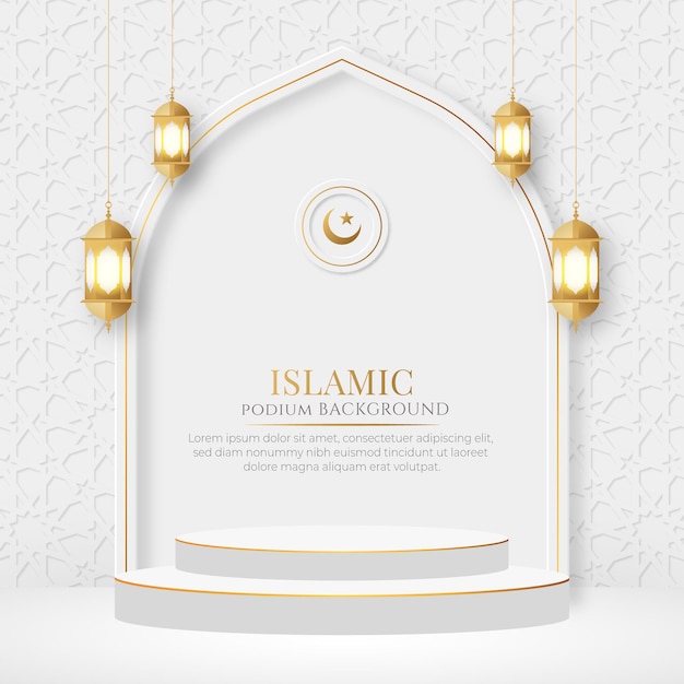 Islamische 3d-produktanzeige podium ramadan kareem verkauf banner ornament laterne hintergrund