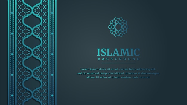 Vektor islamische arabische arabeske ornament muster rahmen blauer hintergrund mit textfreiraum