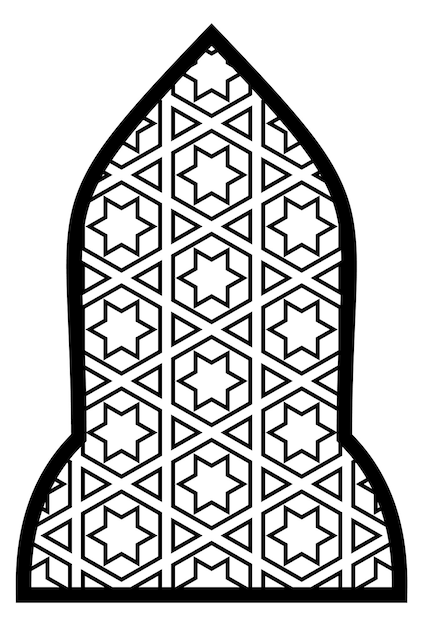 Islamische fensterform mit dekorativem arabischem linienmuster