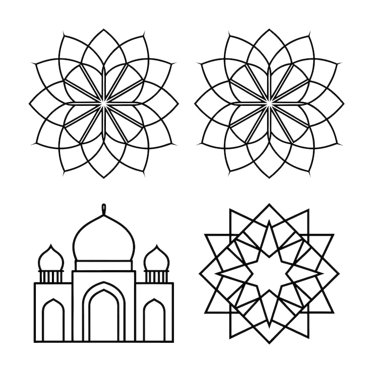 Vektor islamische geometrische muster und moschee