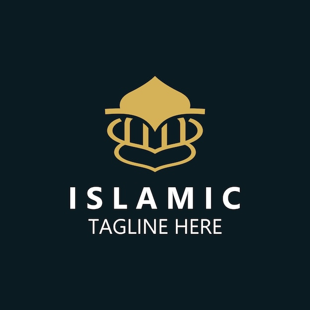 Vektor islamische moschee logo design minimalistische linienkunst abzeichen vorlage islamisches zentrum islamischer vektor