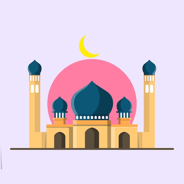 Islamische Moschee mit Mond-Illustration