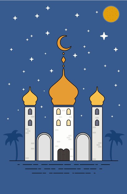 Islamische Scheich-Moschee. Eid Mubarak-Grüße. Ramadan Kareem-Vektor-Illustration.