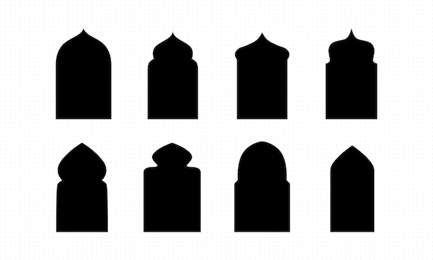 Islamische vektortür und fensterform arabische vektortür und -fenster