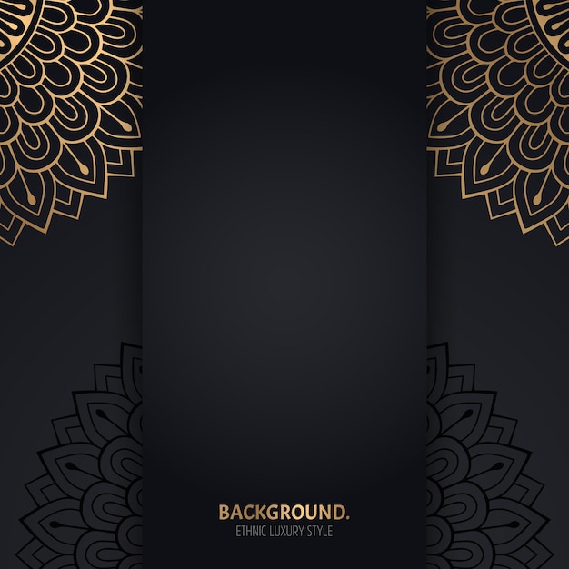 Islamischer schwarzer hintergrund mit goldenen geometrischen mandalakreisen