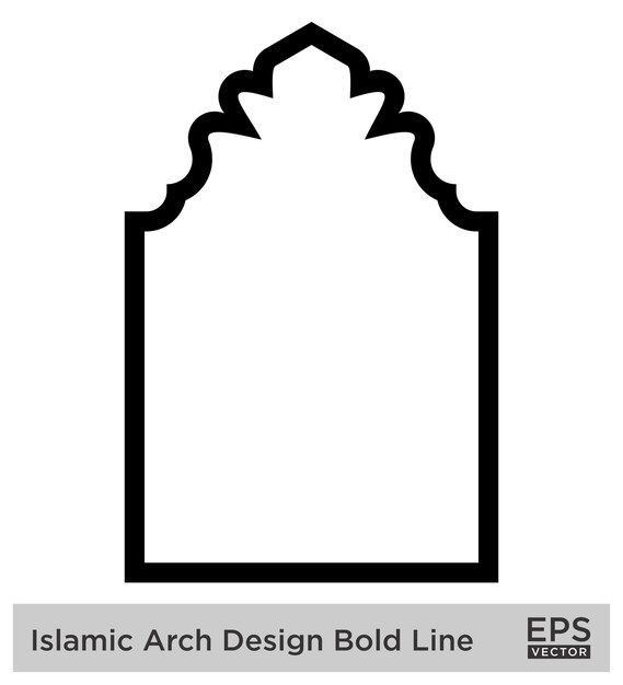 Islamisches Bogen-Design Fette Linie Umriss Lineare schwarze Silhouetten Design Piktogramm Symbol visuell