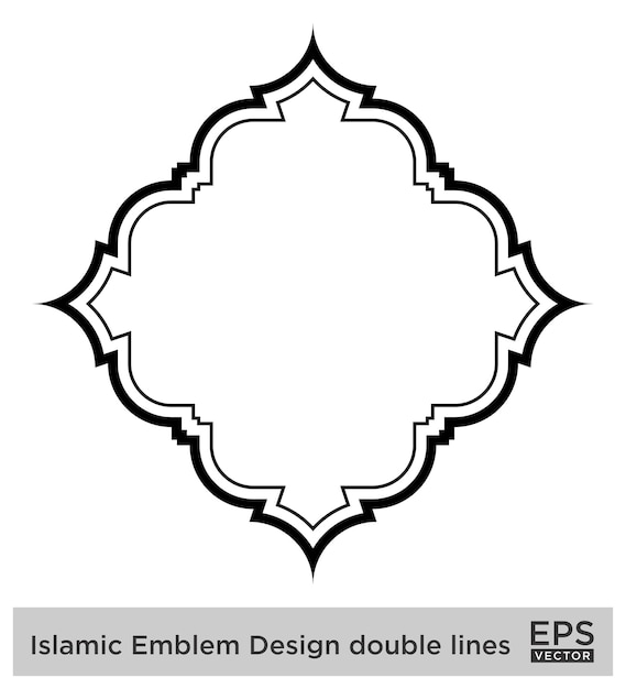 Vektor islamisches emblem design doppelte linien schwarze silhouetten design piktogramm symbol visuell