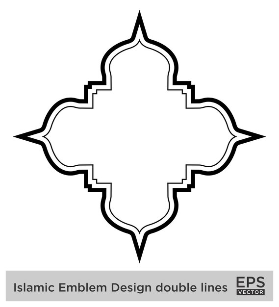 Islamisches Emblem Design doppelte Linien Schwarze Silhouetten Design Piktogramm Symbol visuelle Illustration