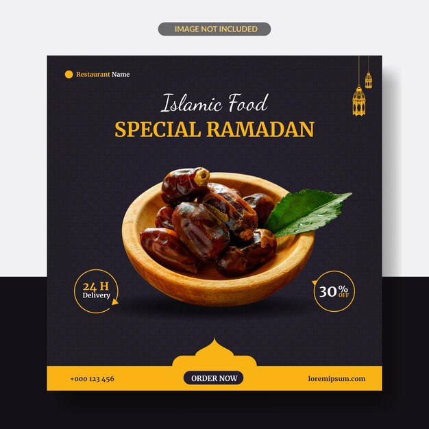 Vektor islamisches essen, spezielles ramadan-social-media-post-banner