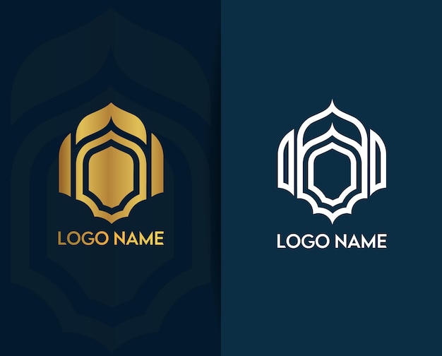 Islamisches haus-logo-design mit luxusstil und premium-vektor