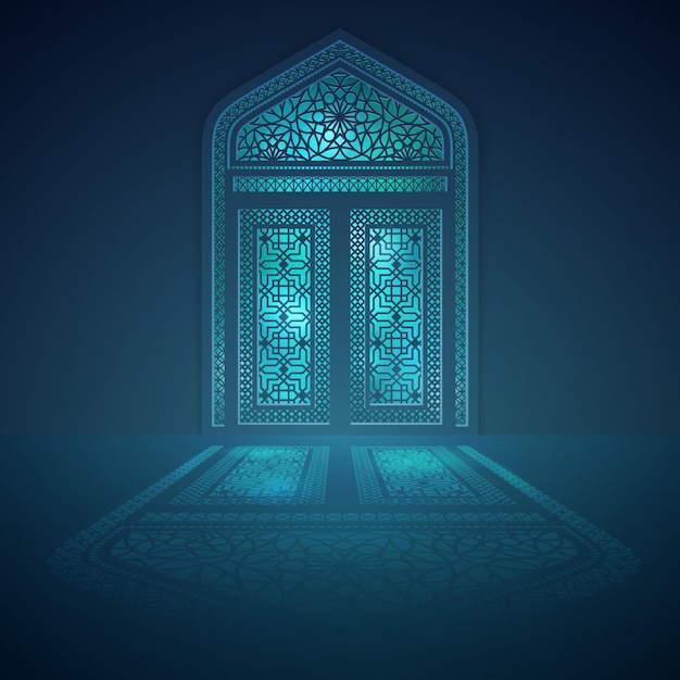 Islamisches Hintergrunddesign-Moscheenfenster mit hellem Schatten
