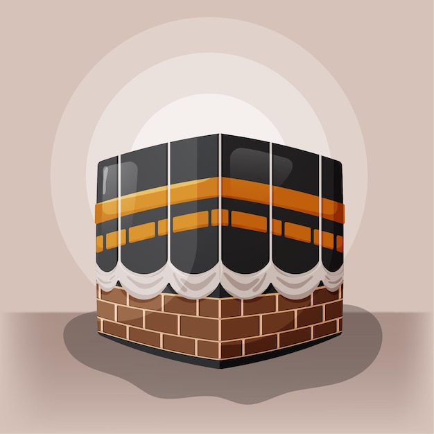 Islamisches kaaba-cartoon-stil-vektor-illustration-eid-element