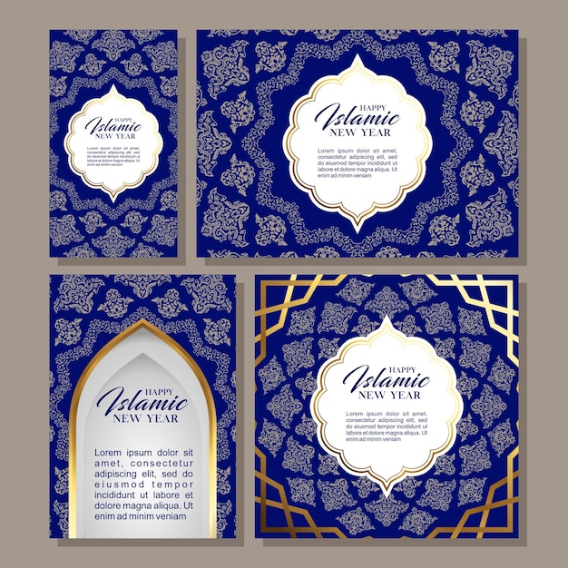 Vektor islamisches neujahrsgrußkarten-vorlagendesign premium-vektor