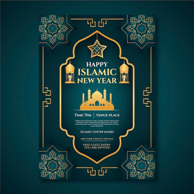 Islamisches vertikales Poster mit Farbverlauf des neuen Jahres