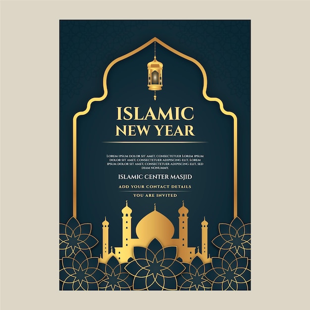 Islamisches vertikales Poster mit Farbverlauf des neuen Jahres
