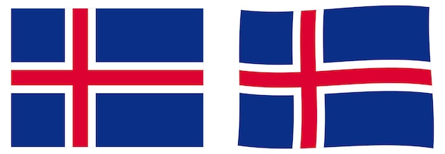 Island-flagge. einfache und leicht geschwungene version.