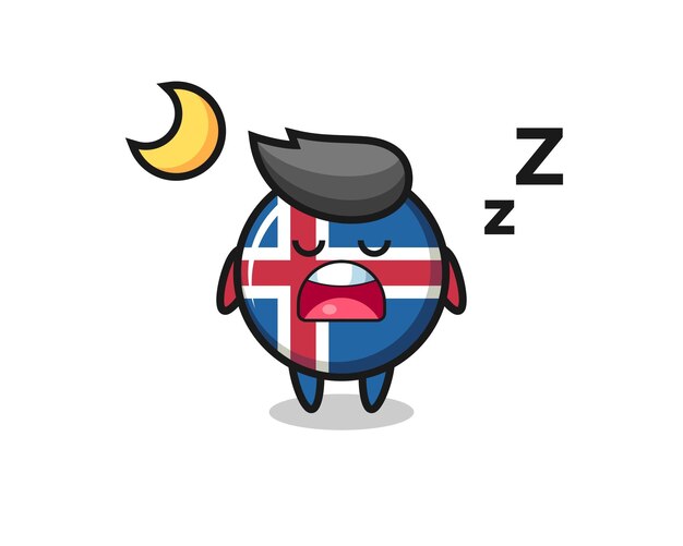 Island-flaggencharakterillustration, die nachts nettes design schläft