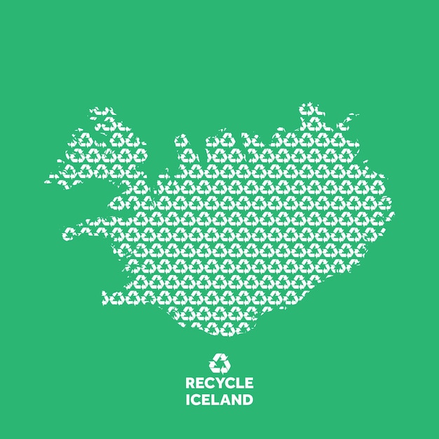 Island-karte aus recycling-symbol-umweltkonzept