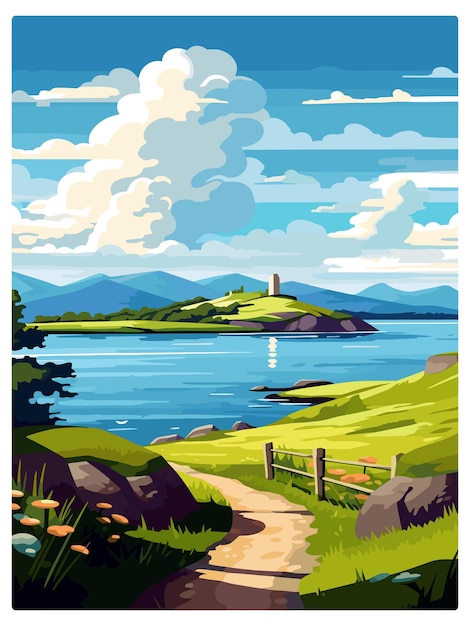 Isle of lismore schottland vintage reiseposter souvenir postkarte porträtgemälde wpa illustration