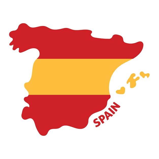 Isolierte farbige Karte Spaniens mit seiner Flagge Vektorillustration