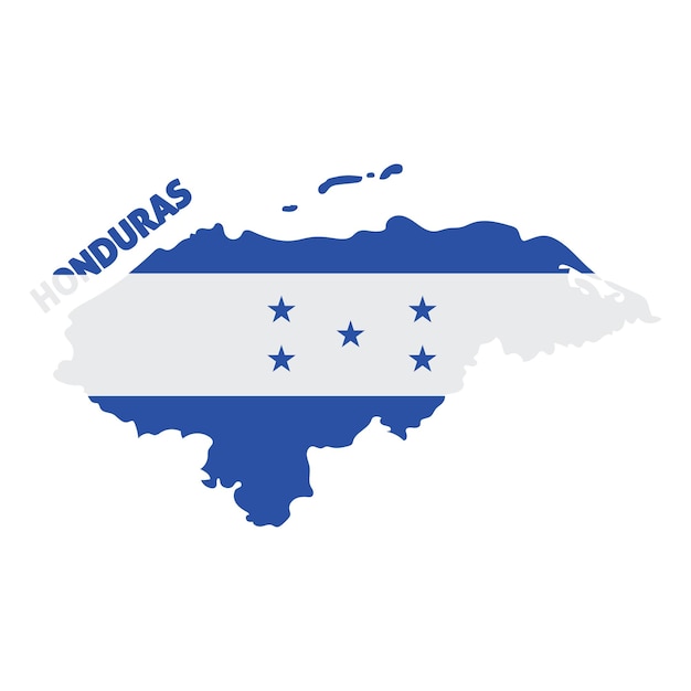 Isolierte farbige Karte von Honduras mit seiner Flagge Vektorillustration