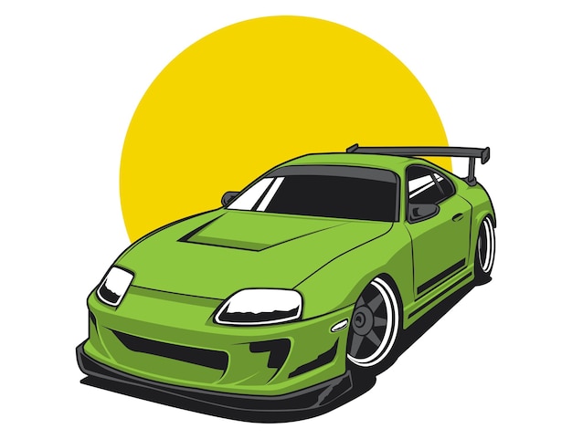 Vektor isolierte grüne 90er-jahre auto-design-vektor-illustration grafik