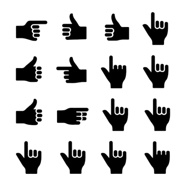 Isolierte Hände auf weißem Hintergrund Handsammlung Vektor Umriss Illustration