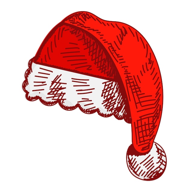 Vektor isolierte handgezeichnete skizze rote weihnachtsmütze