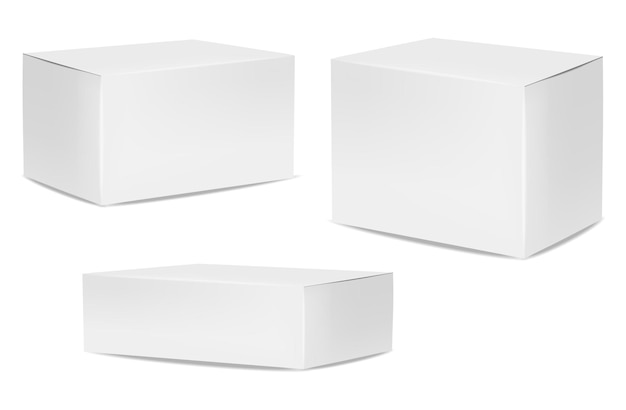 Isolierte Kartonverpackung, realistisch isolierter weißer Hintergrund, Vektorillustration, Kosmetikbox