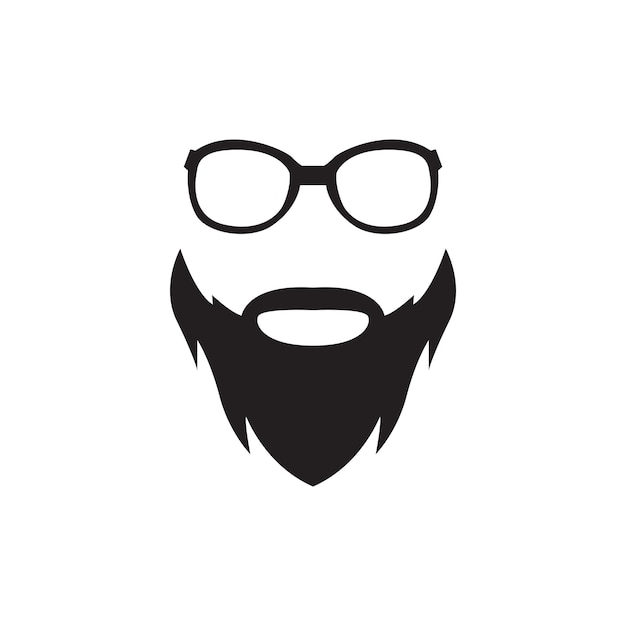 Isolierte mann gesicht mit bart und sonnenbrille logo design vektorgrafik symbol symbol illustration