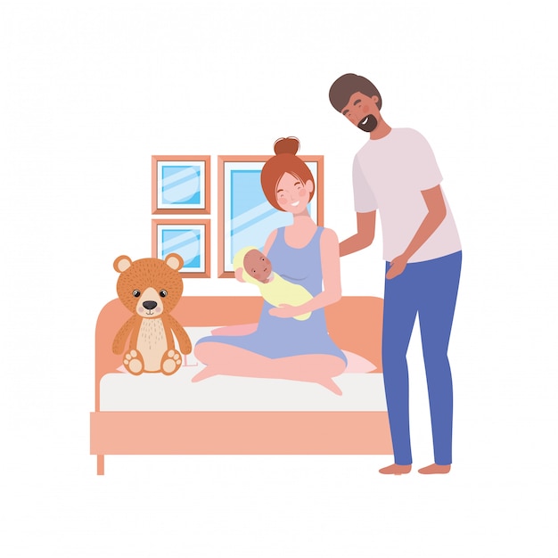 Isolierte Mutter und Vater mit Baby