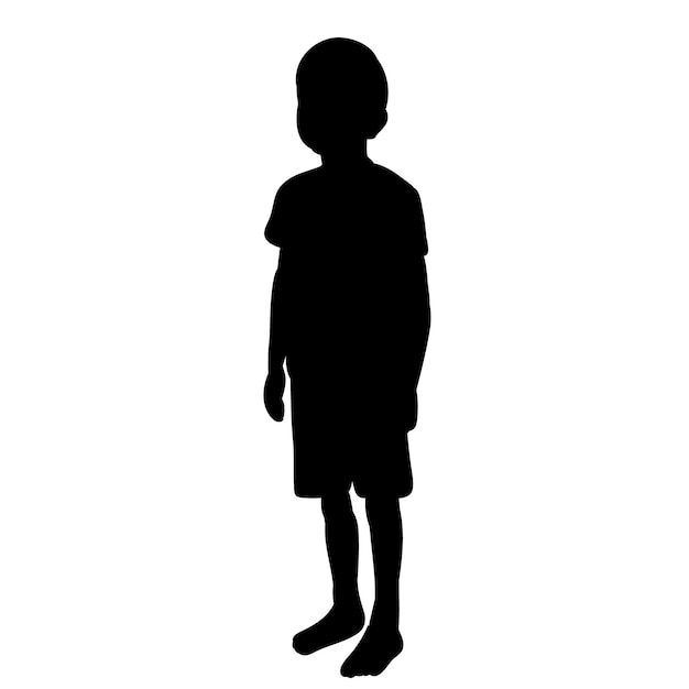Isolierte silhouette eines kindes auf einem weißen hintergrund junge