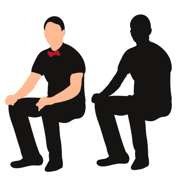 Isolierte silhouette eines sitzenden mannes, erholung