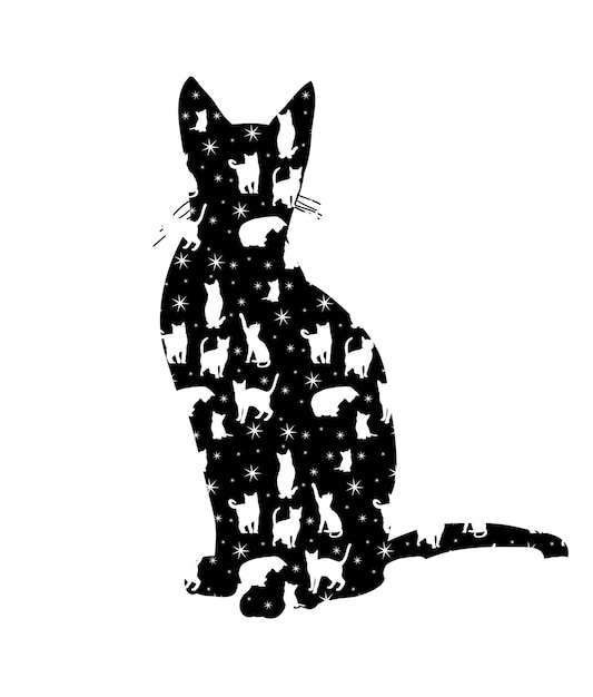 Isolierte silhouette katze sitzt